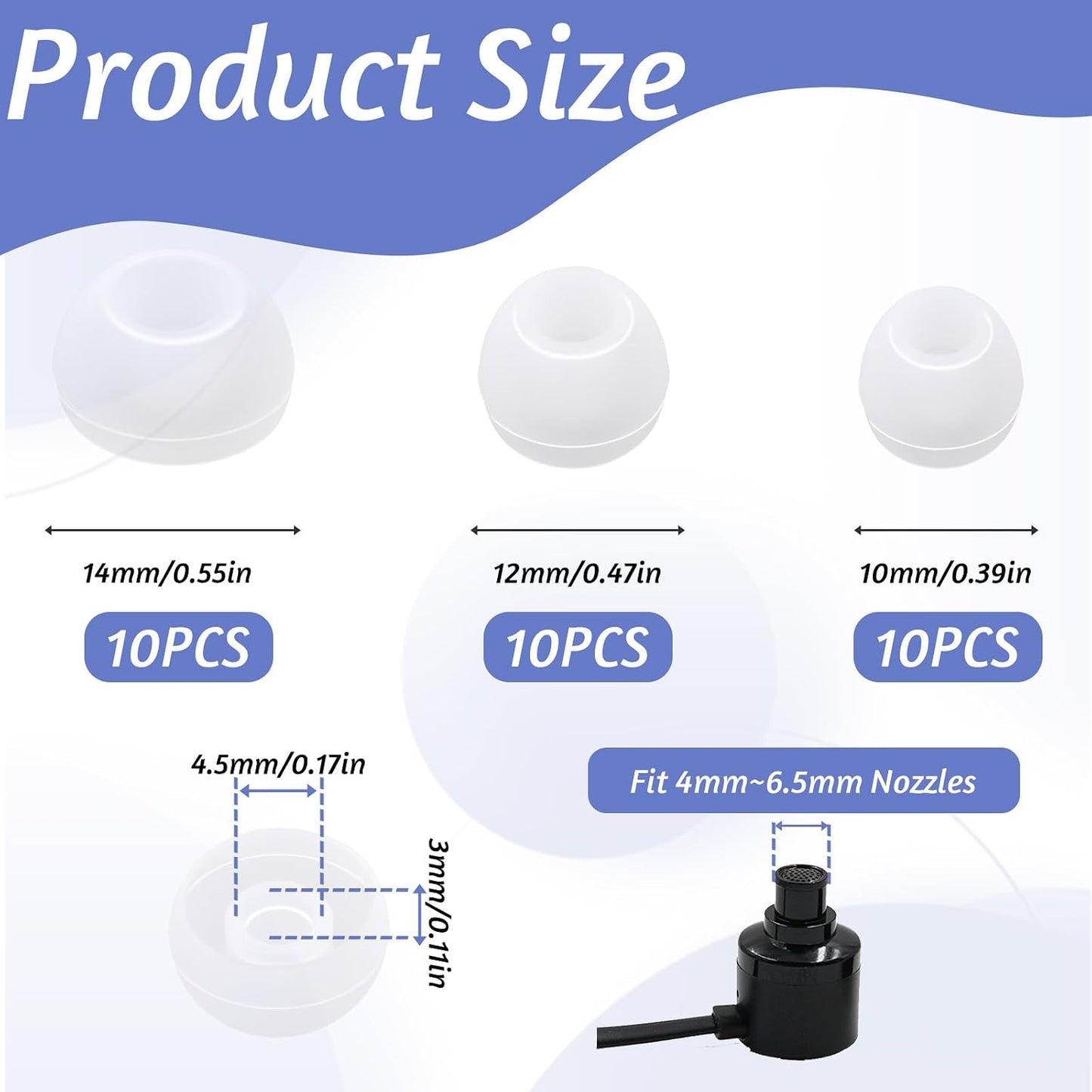 KALIONE 30 Pcs Silicone Earbud Cap Tip Cover Replacement, Ear Tips for in-Ear Headphones Ear Buds Tips Headphone