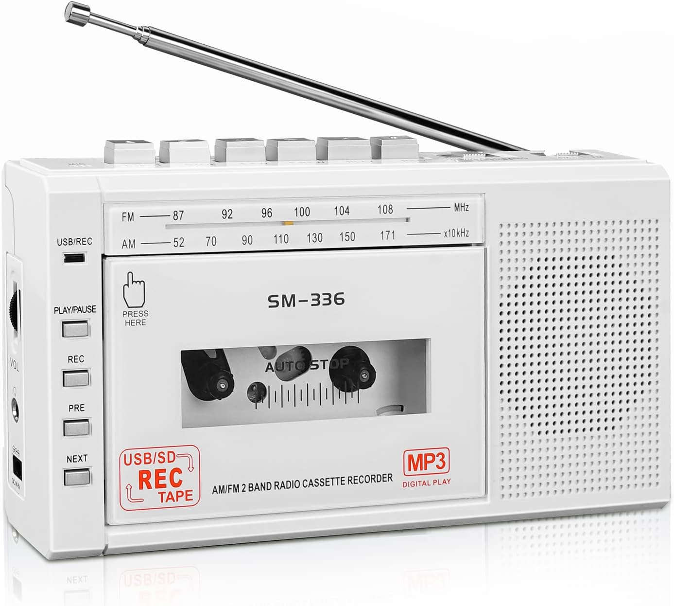 Cassette Cassette 4 SEMIER Small Player Recorder, to Digital Converter via USB or Micro SD Card, Powered by AC or AA