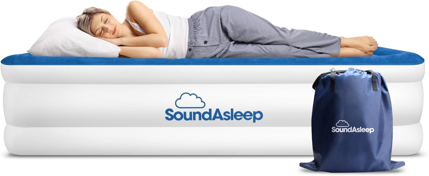 SoundAsleep Products Dream Series Luxury Air Mattress - ComfortCoil Technology, Built-In Pump | Full Size, Double Height, Portable