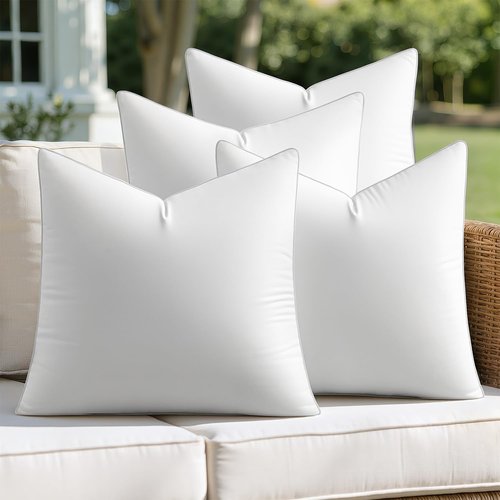 MIULEE Pack of 4 18x18 Outdoor Pillow Inserts, Waterproof Decorative Square Throw Pillow Inserts for Patio Sofa Garden Porch Couch