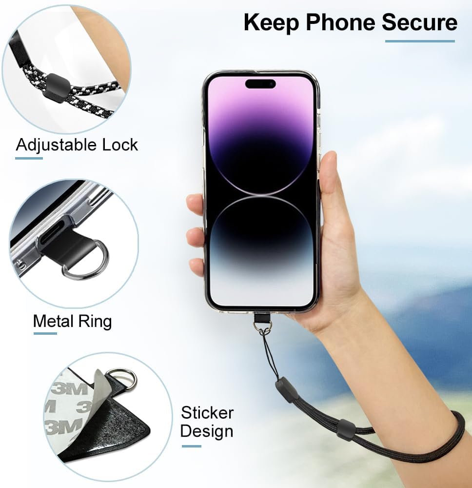 5 Pack 5 Pack Limvory Cell Phone Lanyard, Adjustable Phone Wrist Strap with Tether Tab fit iPhone and Most Cell Phones