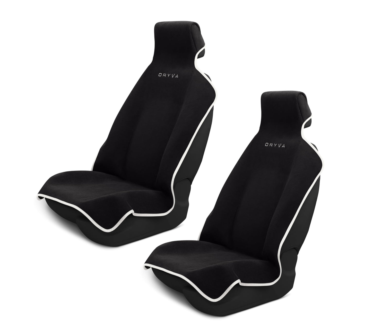 DryvaSeat - Premium Microfiber Towel Car Seat Cover - Waterproof & Sweatproof - Universal Fit, Machine Washable, Non-Slip - Seat Protector for Car, Truck, SUV, Van (Black, 2 Pack)