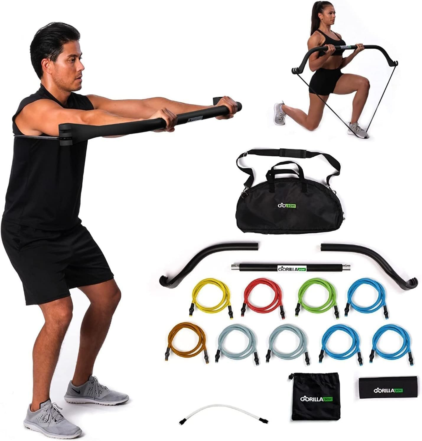 Gorilla Bow Travel All-in-ONE Strength Training Equipment, Portable Home Gym System, 100 Plus Quality Workouts for Travel, Home Gym & Outdoor Includes Workout Guide and Videos