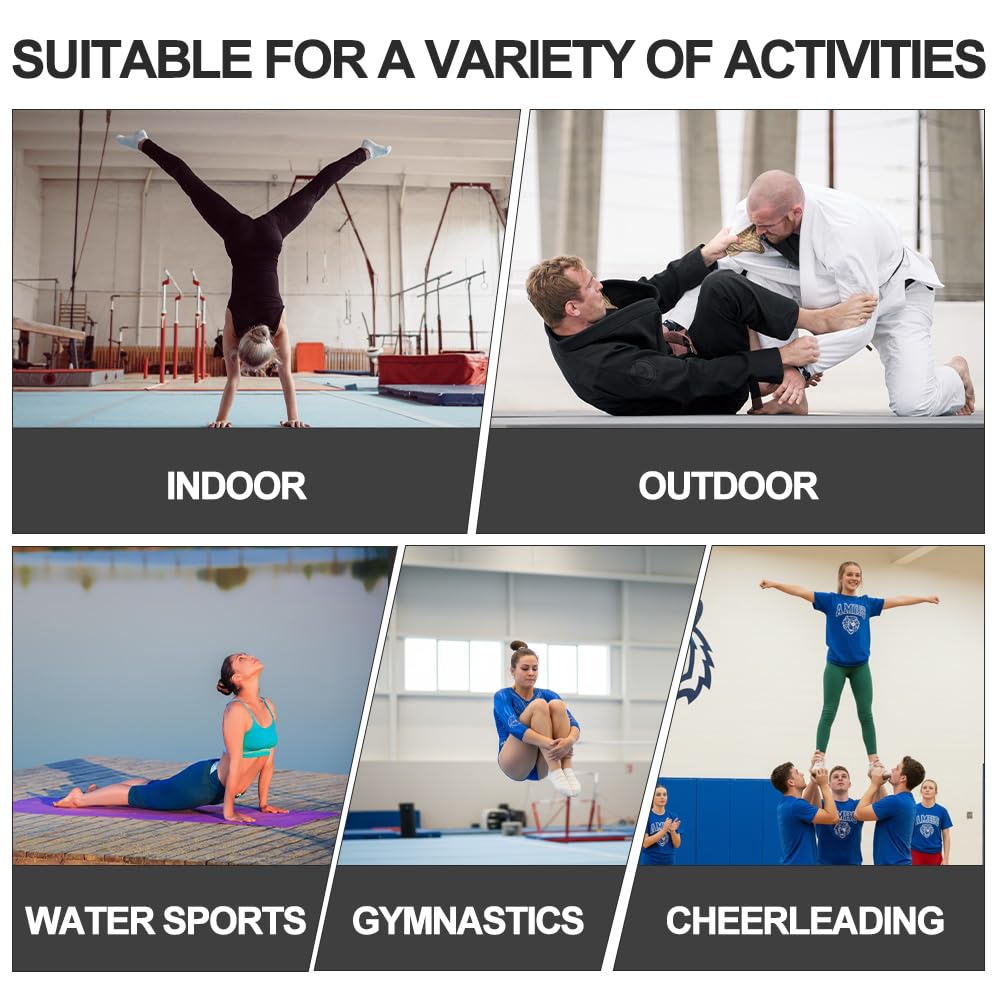 COOLWAVE Inflatable Wrestling Mat and Jiu Jitsu Mats for Home Gym or Outdoor Training, Great for BBJ, MMA, Martial Art, Grappling, Judo, Boxing, Yoga and More with Soft Landings and Good Bounce (Light Gray+Black, 10FT)