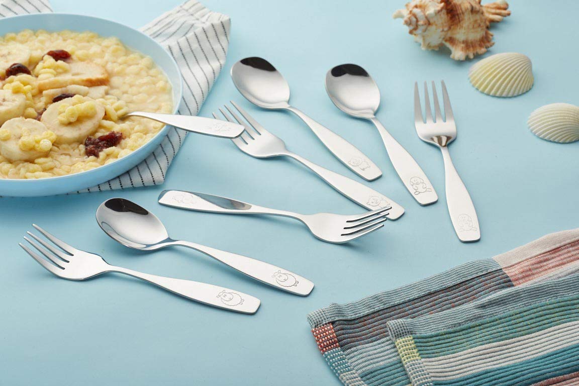 ANNOVA Kids Silverware Children's Safe Flatware Set Stainless Steel - Children Forks, Children Tablespoons, Toddler Utensils, Metal Cutlery Set for LunchBox (Stainless Steel Fork, 12)