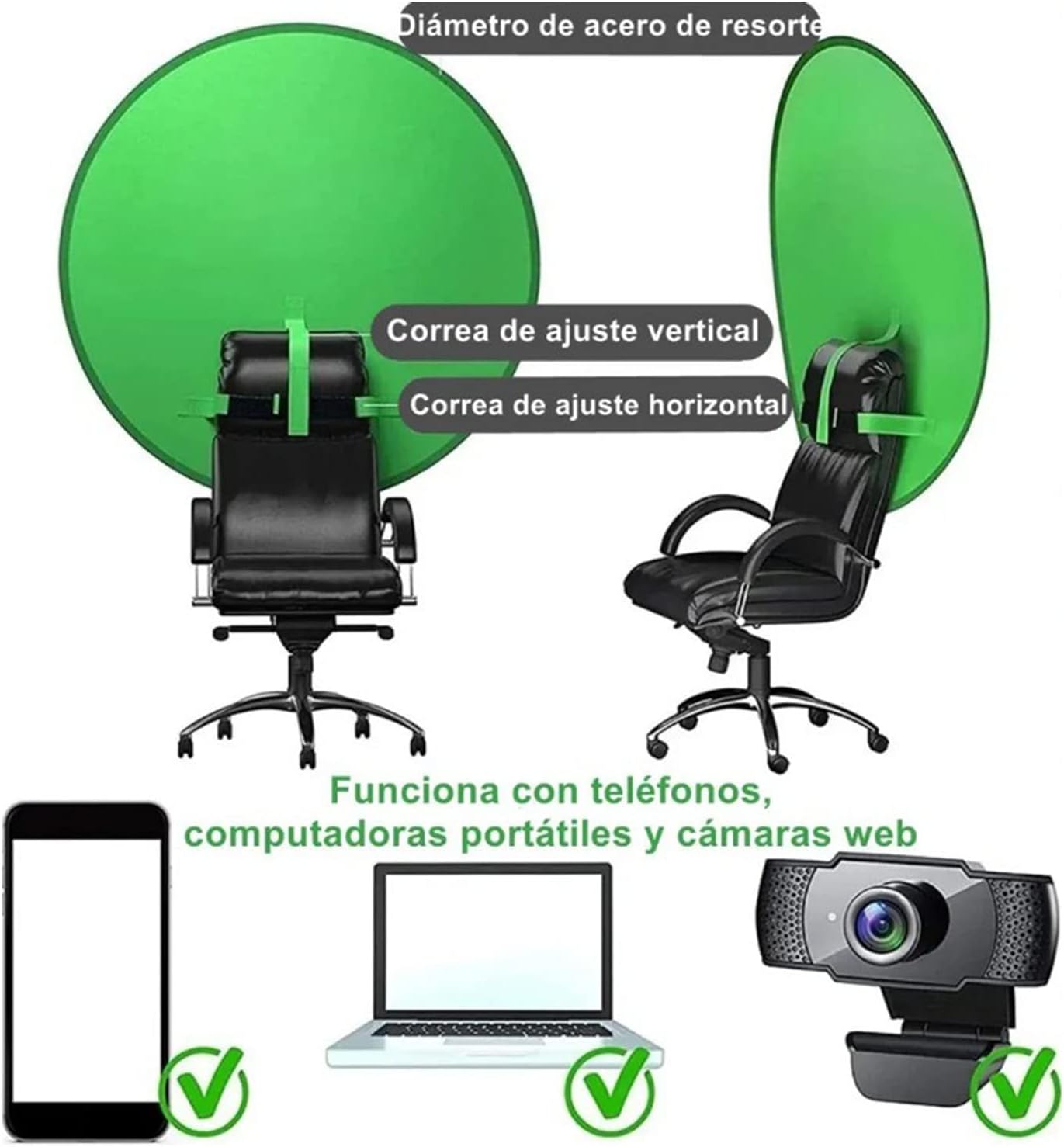 Denash 56" Green Screen Backdrop, Diameter Foldable Green Background, Portable Webcam Background for Video Chats
