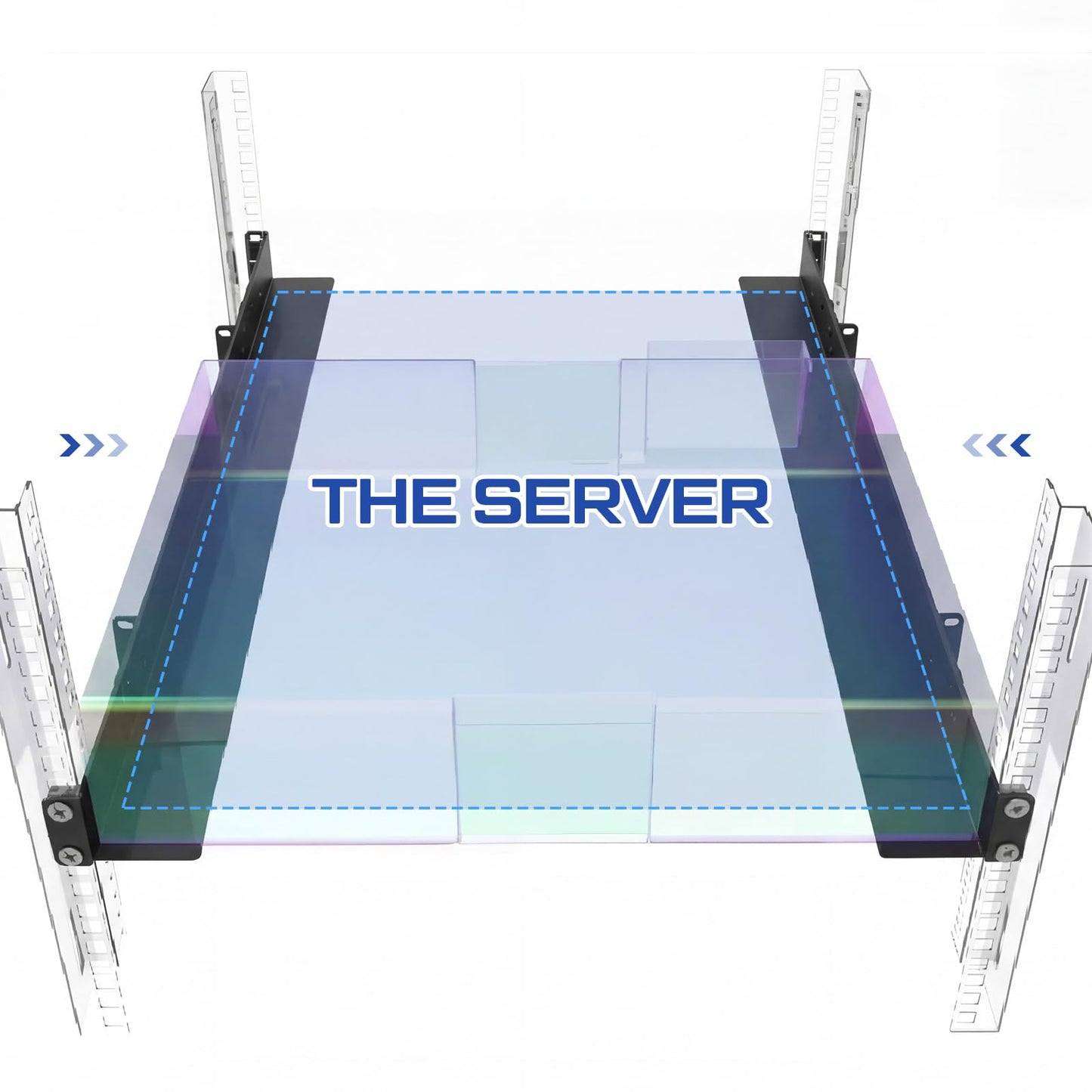 Shimeyao 1 Set 1U Rack Mount Rails Universal 4 Post Server Rack Rail Shelf 24-36 Inch Adjustable Depth 220 lb Capacity for 1U Server Shelf Computer Cabinets Network Equipment IT Accessories