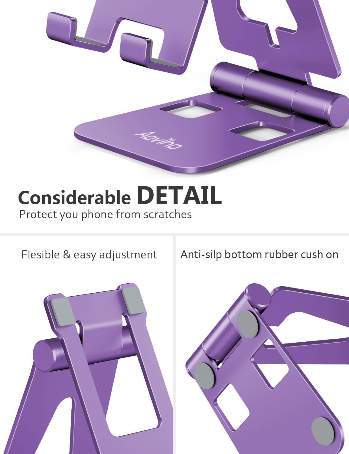 Aoviho 15 14 13 12 11 8 7 6 5 5s Cell Phone Stand for Desk, Adjustable Desktop Phone Holder Stand, Foldable Moblie