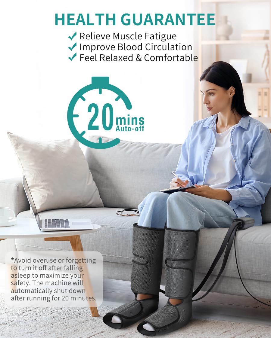Nekteck Leg Compression Massager for Circulation and Relaxation, FSA Eligible Foot and Calf Massage Machine 2 Modes 3 Intensities with Hand-held Controller for Pain Relief, HSA Adjustable Leg Wraps