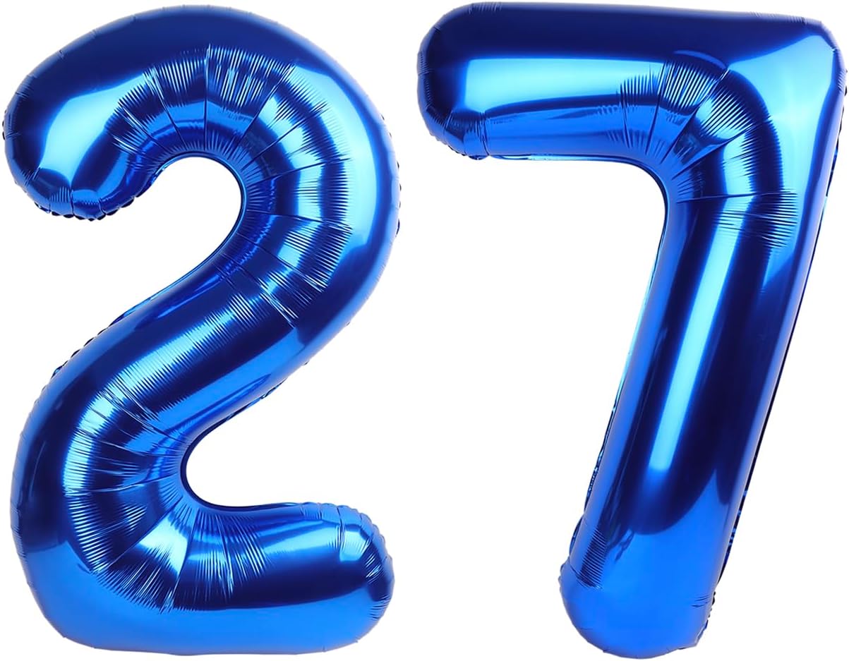 Number 27 Balloon by [Brand Name] - 40-Inch Navy Blue Birthday Decoration for 27th Celebration