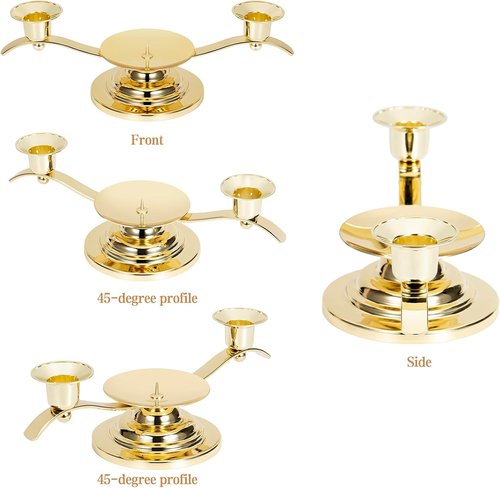 AIBANZE Unity Candle Holders - 3 Arm Wedding Candlestick Holder with Central Spike | Shiny Gold, 11.02'' x 4.33'' x 3.54''