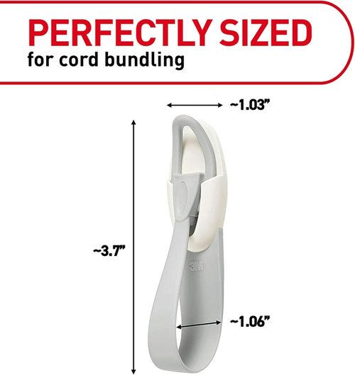 Command Cord Bundlers - Damage-Free Hanging Cord Organizer | 6 Gray Bundlers & 12 Strips Included