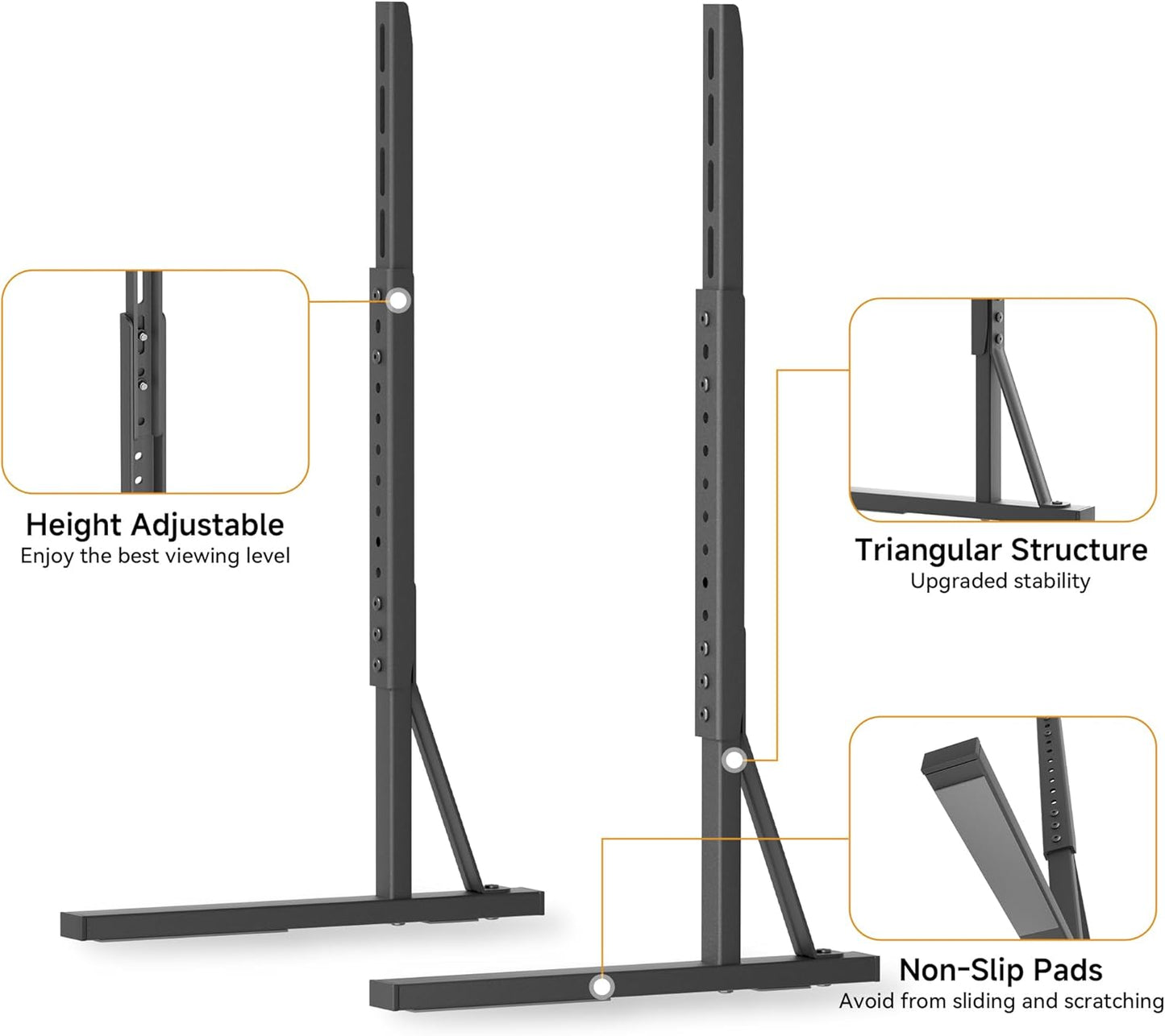 EZISE 35-75 Inch 7 120lbs, 800x400mm Universal TV Stand Legs for LCD/LED/OLED TVs, Tabletop TV Mount Base with Height