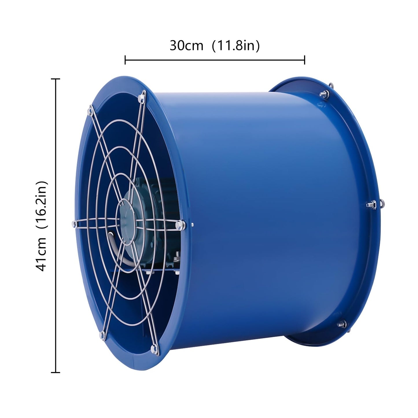 Fufiea High-Power 370W 110V Cylinder Exhaust Fan, Industrial Ventilation Fan with Pure Copper Motor, Explosion Proof Extractor Fan, 16" Duct Mountable, for Factory, Warehouse, Kitchen, Workshop, Lab