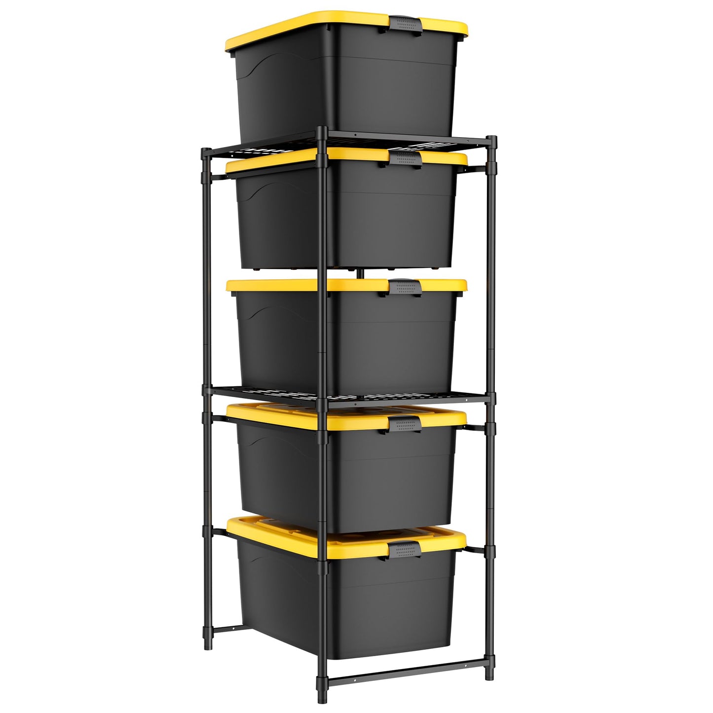 WORKPRO 5-Tier Tote Storage Rack, Heavy-Duty 27 Gallon Tote Storage Rack, 525 LBS Storage Bin Rack for Garage, Pantry, Kitchen, or Basement, Black, 30.5"x22.5"x69", 1 Pack