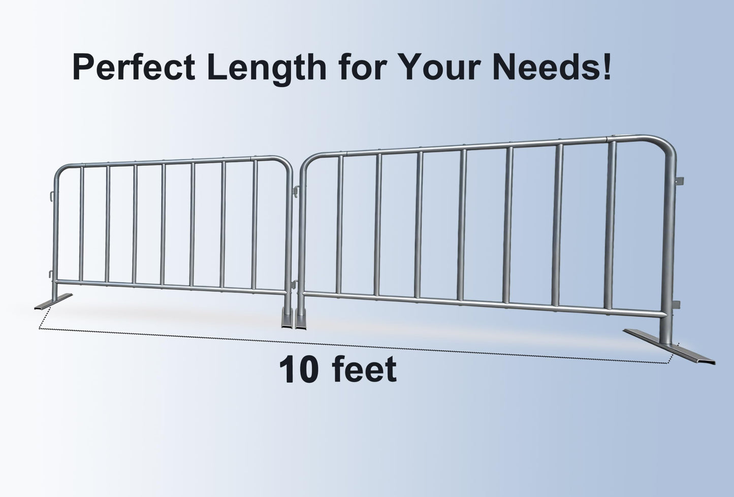 BIGalleons 2-Pack Steel Crowd Control Barrier, Light Duty 5FT Interlocking Safety Barricade, 16GA Galvanized Steel Queue Barrier, Assembly Needed for Pedestrian Traffic & Construction Barricade (Grey)