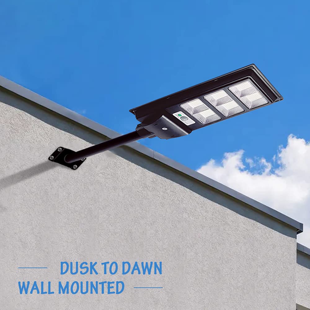 Lysed 2 Pack Solar Street Light Outdoor with Motion Sensor, 10000LM Dusk to Dawn Solar Flood Lights IP66 Waterproof LED Security Light for Parking Lot, Yard, Street, Basketball Court