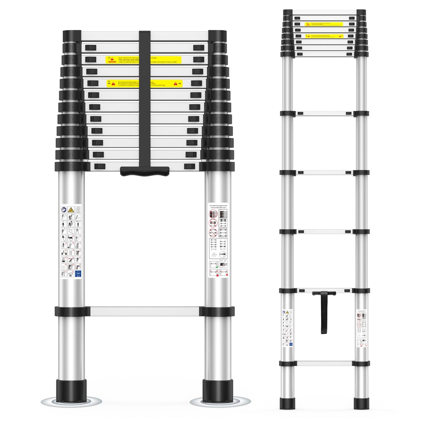 16.5FT Telescoping Ladder, 330lb Capacity Aluminum Heavy-Duty Extension Ladder with Anti-Slip Steps for Secure Attic Access, Roof, and Home Renovation Projects