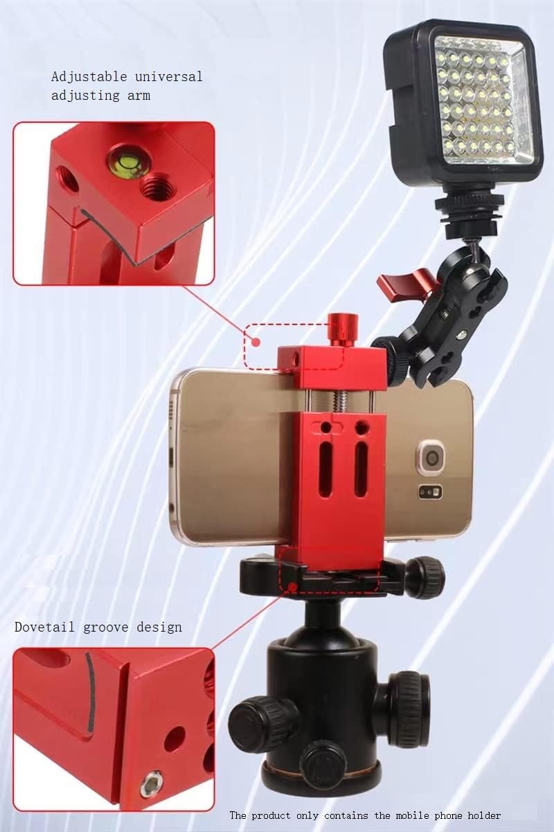 3 1/4" Port,360Rotation Aluminum Metal Phone Tripod Mount with Cold Shoes & Arca Cell Phone Tripod Adapter for Phone