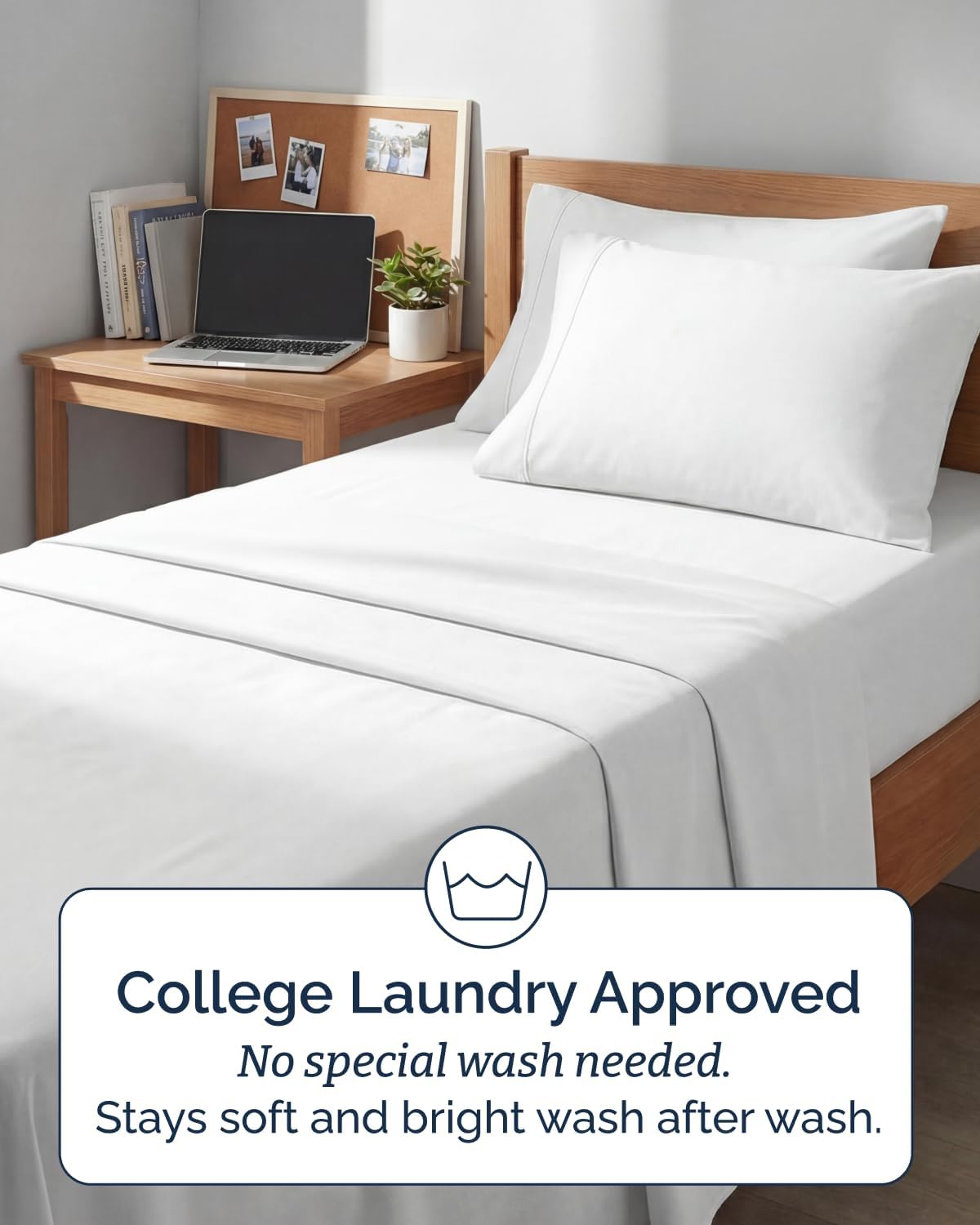 Skiennix Extra Deep Twin XL Sheet Set - 4-Piece Breathable Cooling Bedding - Soft, Wrinkle-Free White