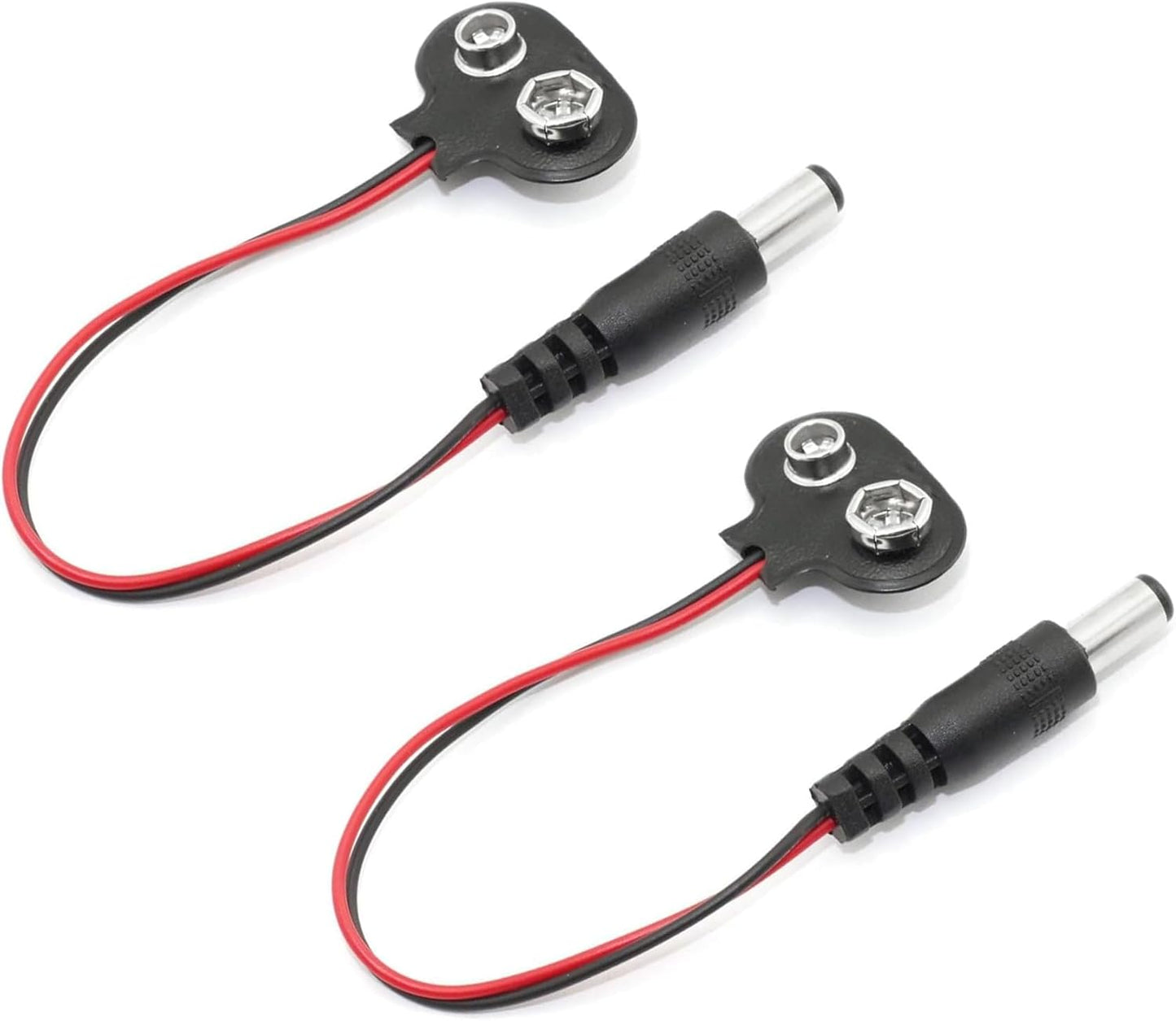 California JOS 2 Pack 9V 9 2.1mm 5.5mm Battery Clip V Battery Connector with X Male DC Plug for Arduino Electronics