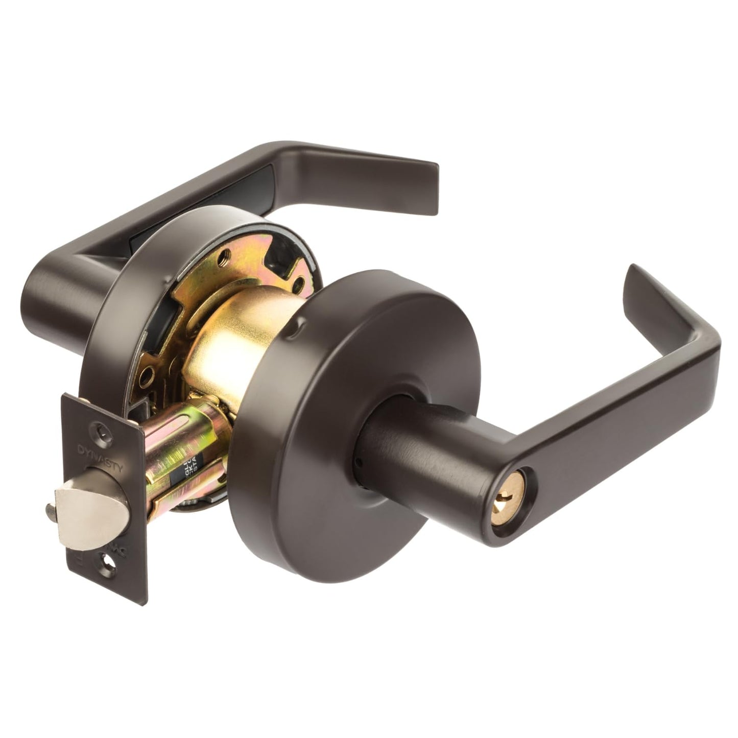 Dynasty Hardware Commercial Door Lock Keyed Lever Lockset, ADA Compliant, Grade 2 Heavy Duty Door Handle with Lock for Office, Entry, or Warehouse Use, Oiled Rubbed Bronze Finish, Model AUG-00-10B