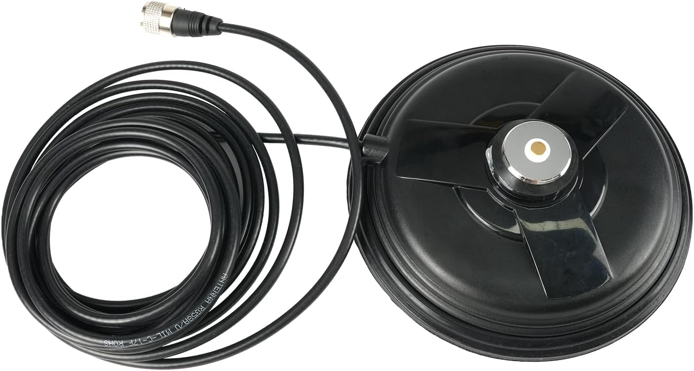 Retevis 16.4ft SL16.J,150mm Radio(1 Pack) Mobile Antenna Magnetic Mount Base with NMO Connector,Mobile Radio Antenna
