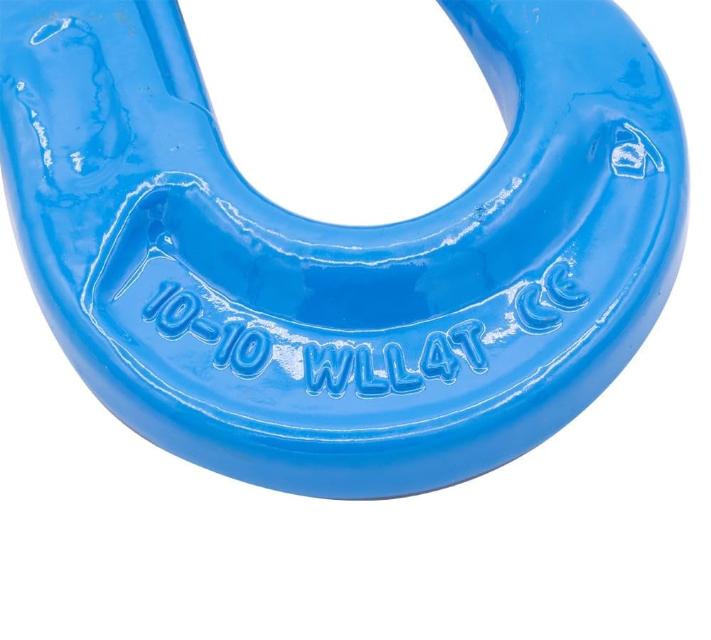 Mytee Products 2 Pack 3/8" G100 Eye Sling Hook with Safety Latch for Lifting & Rigging | 8,800 LBS WLL 35,200 LBS Break Strength | Fits G100 1/2" Chains Wire Ropes Slings Blue Alloy Steel ASME B30.29