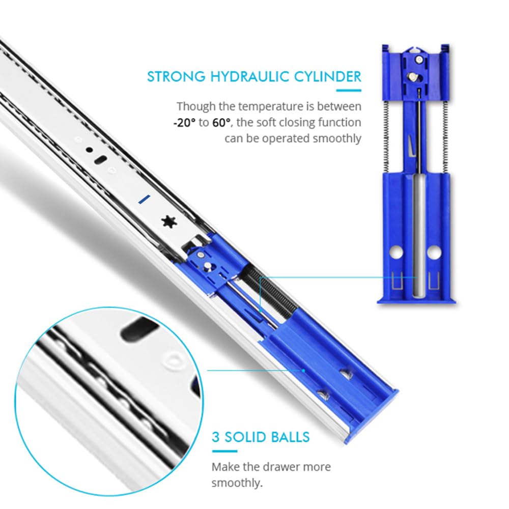 Tobinice 20 Inch Soft Close Drawer Slides,2 Pairs Heavy Duty 100 LB Capacity Full Extension Ball Bearing Side Mount Drawer Glides