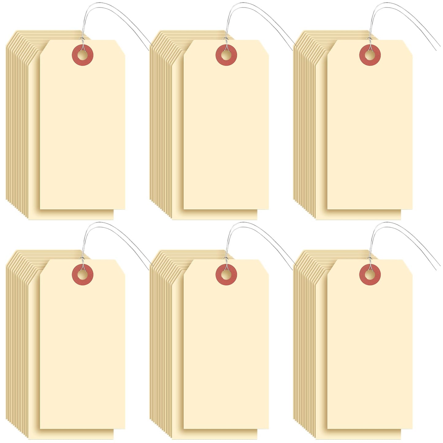 Sayglossy 1000 Pcs Blank Manila Shipping Tags with Wire 2 3/4" x 1 3/8" Yellow Paper Hang Luggage Price Asset Gift Label Tags