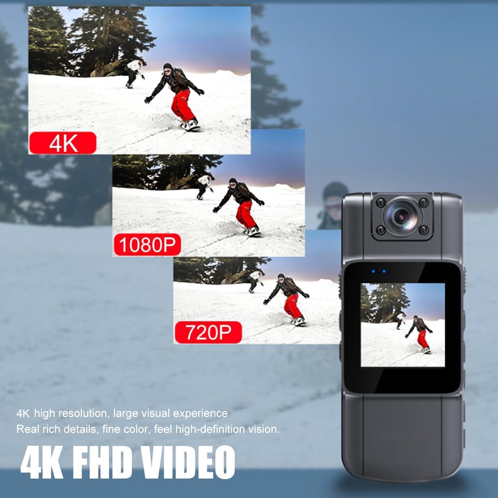 Andoer 4K 1.54 Inch Mini Camcorder UHD Pocket Camera Stabilized for Night Vision Recording Service Delivery Daily