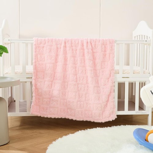 Belle Bow Baby Blanket - Ultra Soft Fleece Bow Blanket for Baby Girls & Small Pets | 30x40, Light Pink