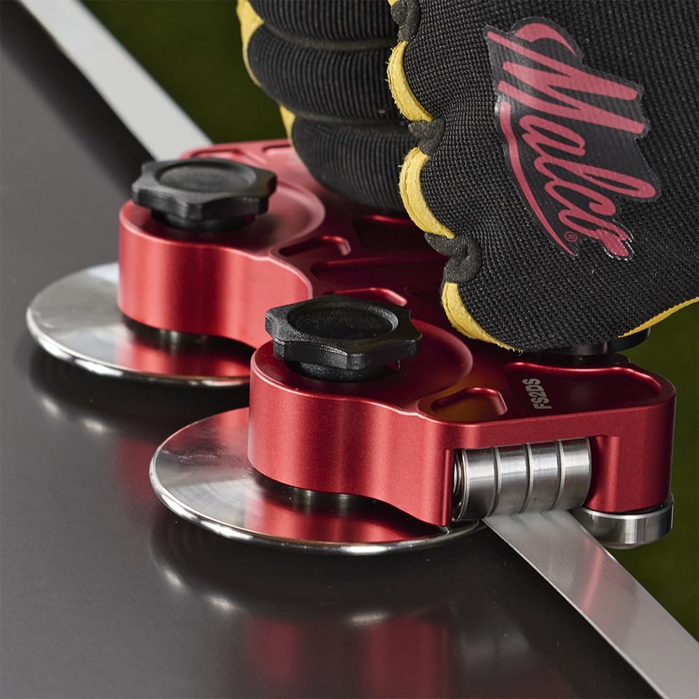 Malco FS2DS Small 2-Station Metal Disc Bender | 5/16" to 1-1/8" Depth | 90°–180° Bending for Continuous Hems, Fascia & Ridge Caps | Includes IP67 Waterproof Hard Case