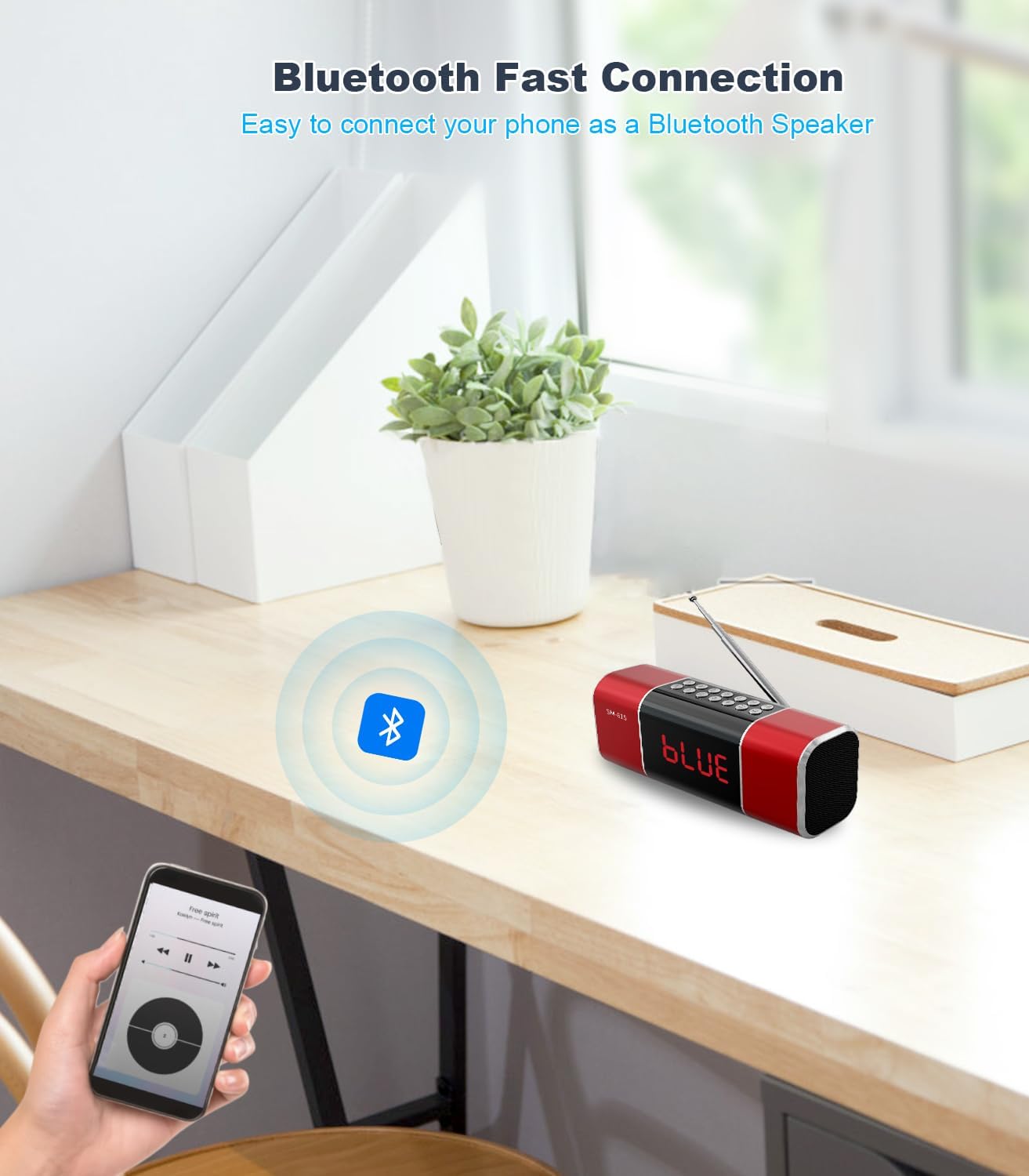 SEMIER MP3 Small Digital FM Radio with Bluetooth Speaker, Portable Rechargeable USB/SD Card Player Radio with Wireless
