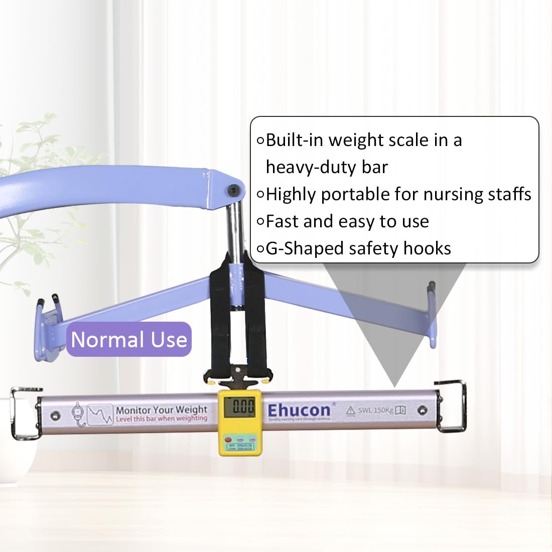 Ehucon Patient Lift Weight Scale for Bedridden Patients or Elderly,Suitable for Home or Hospital Care,SWL 330LBS