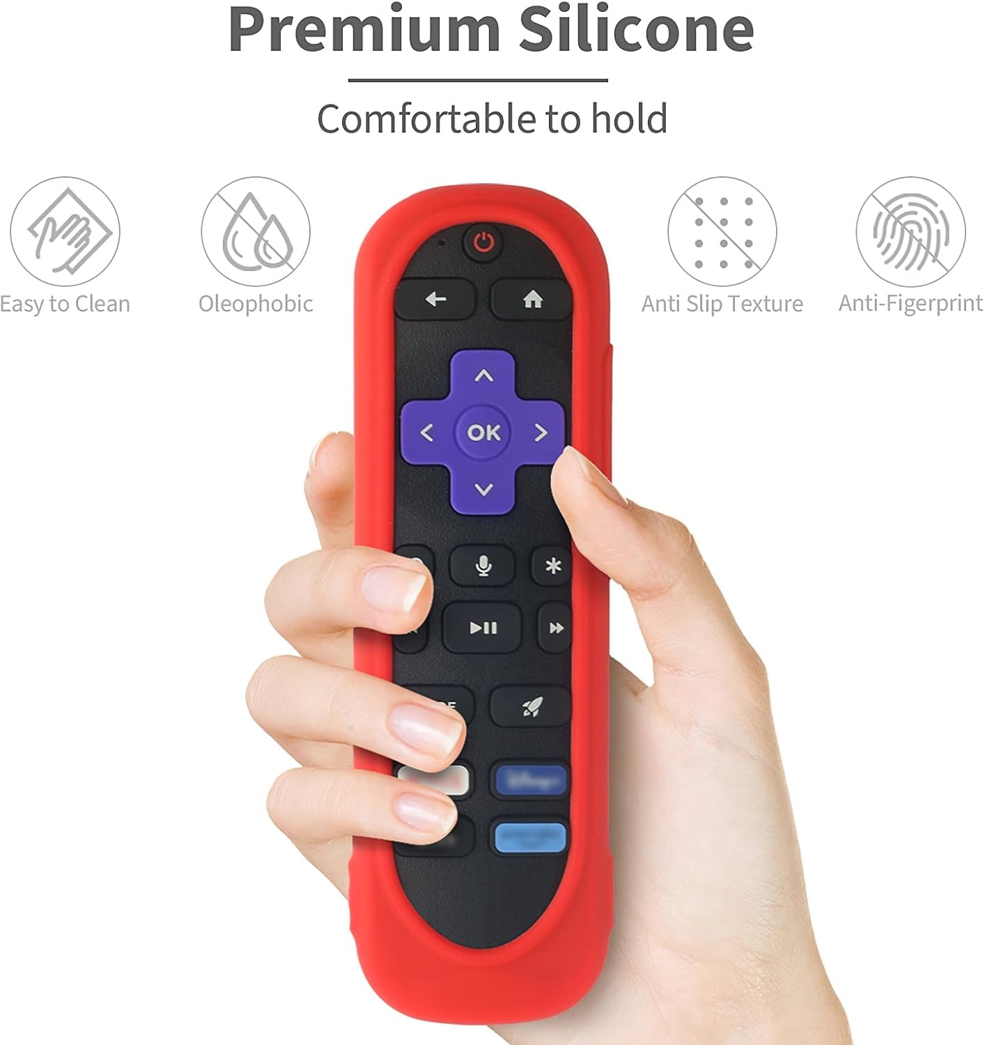 DUOLAXMENG Silicone Case Cover for TCL/Hisense/Roku Streaming TV Stick Remote - Shockproof Washable Remote Cover Pink