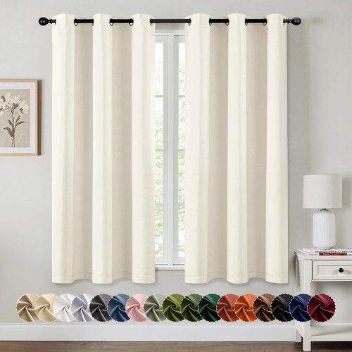 MIULEE Blackout Curtains - Thermal Insulated Room Darkening Drapes | 63-Inch, Birch Color, 2 Panels