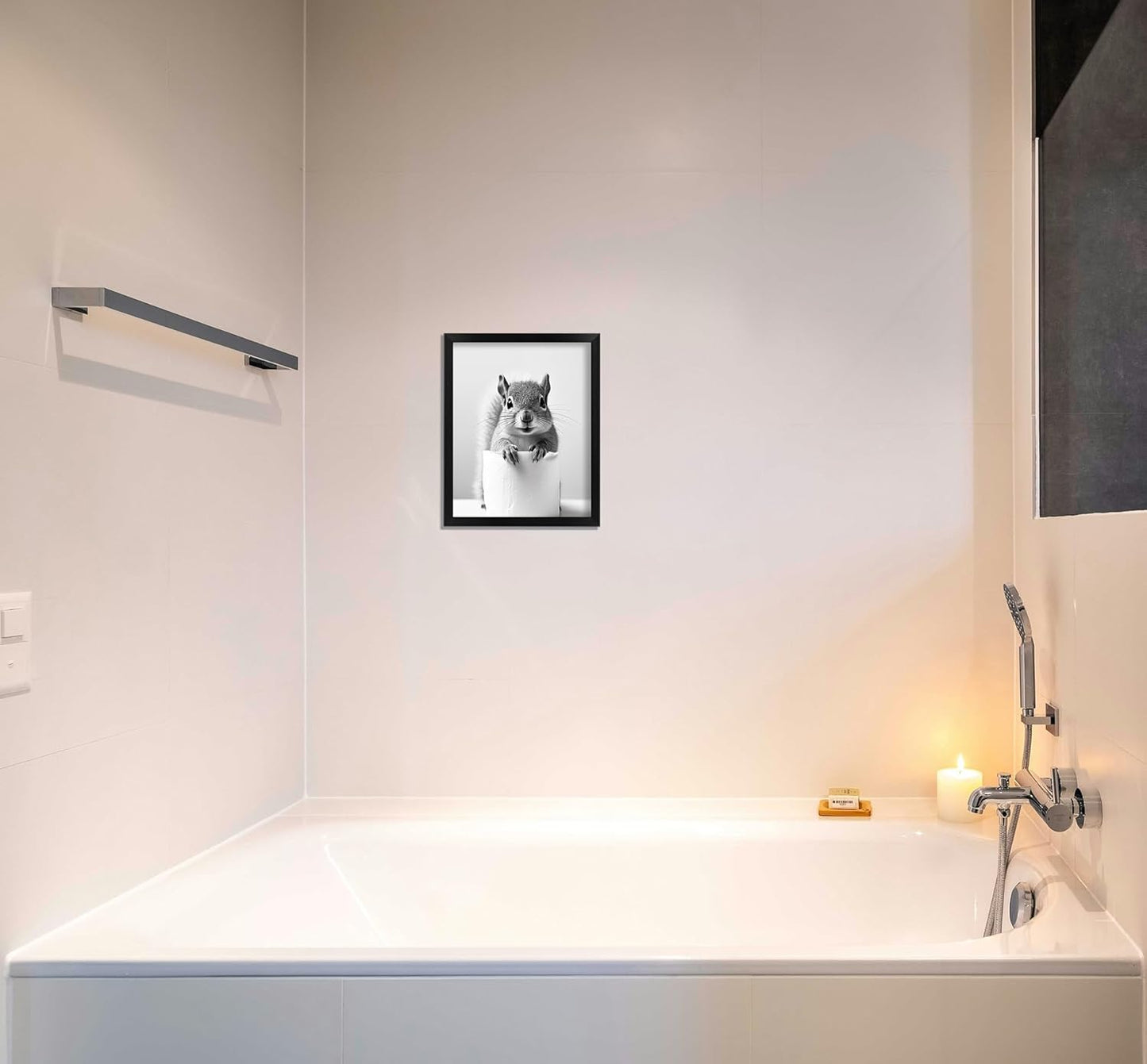 Regine Switzerland Funny Bathroom Art | Aesthetic Black and White Framed Wall Decor