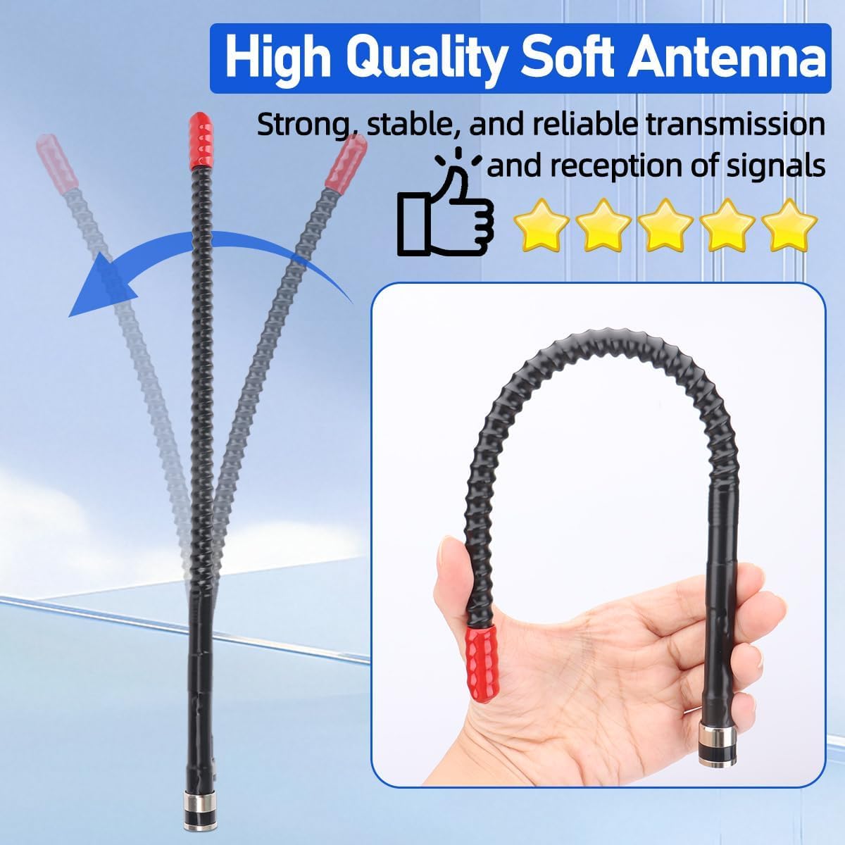 Arridioter 27MHz PL259 CB Radio Antenna Magnetic Mount Whip Soft CB Antenna Kit with BNC Male Adapter Compatible