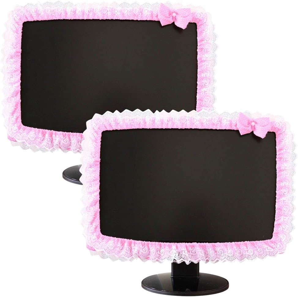 ZUYYON 2 23''-26'' Pcs Lovely Computer Monitor Cover with Bow-Knot Cute Elastic Monitor Dust Cover Protector Monitor