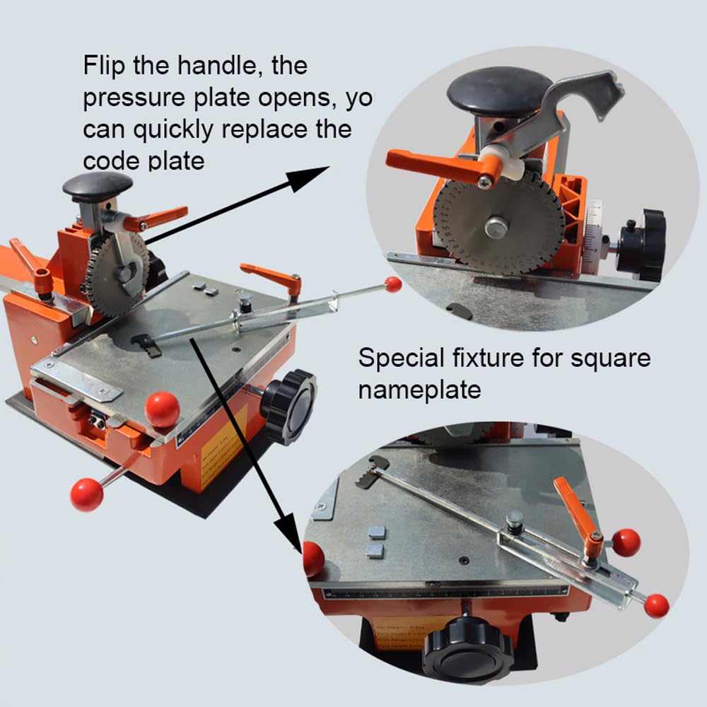 PreAsion Manual Nameplate Metal Label Stamping Printer Machine Semi-Automatic Sheet Embosser with Fixture 4mm