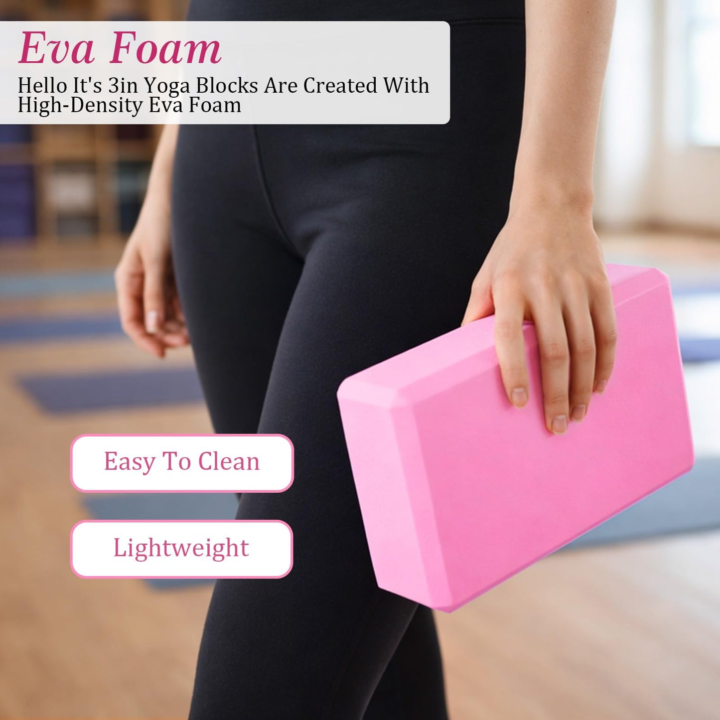 4 Pcs Yoga Blocks 9 x 6 x 3.15 Inch Eva Foam Lightweight Non Slip Yoga Props Firm and Supportive for Yoga Pilates Stretching Meditation