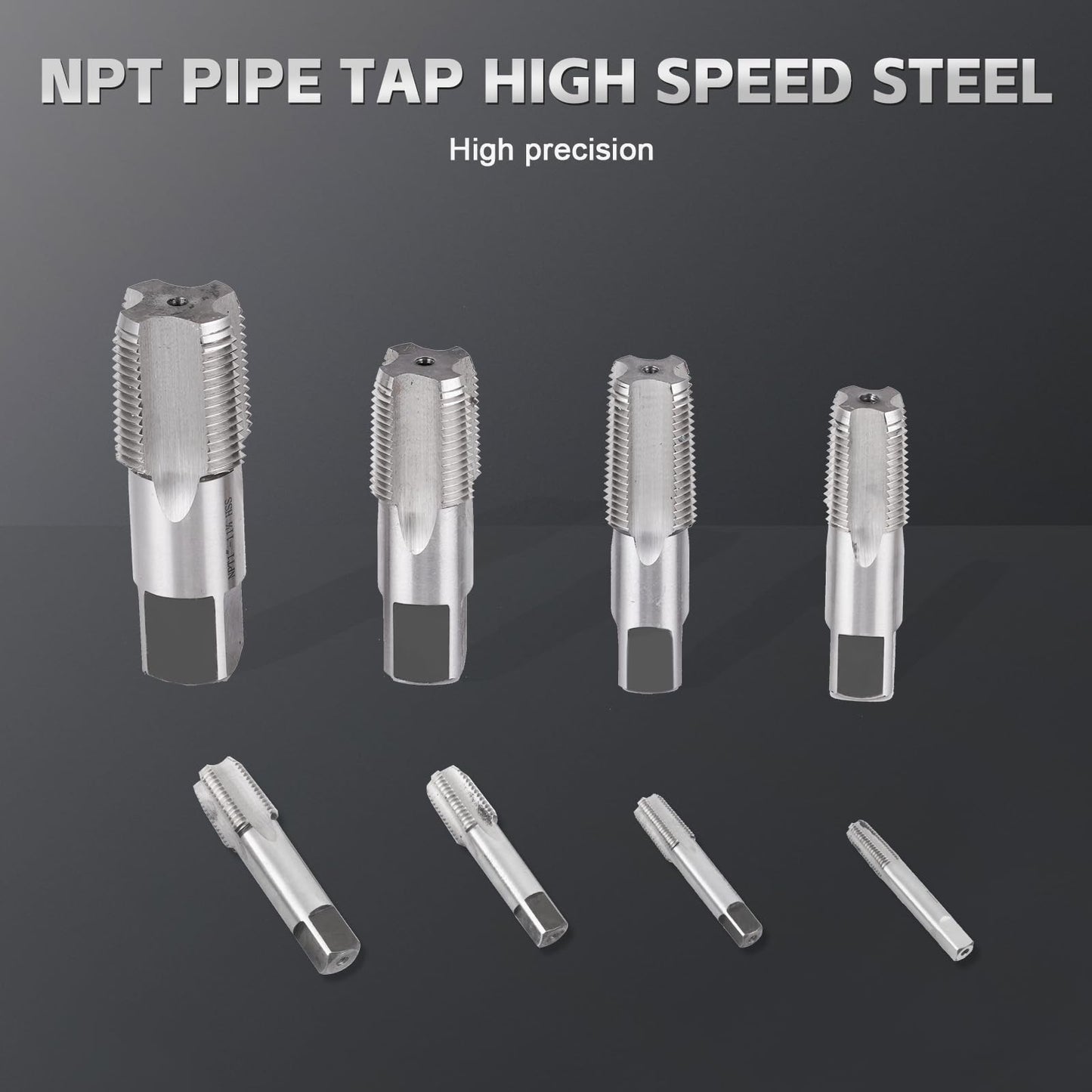 Consfly NPT Pipe Tap and Die Set, Hex Die Set 1/16", 1/8", 1/4", 3/8", 1/2", 3/4" and 1", 15pcs High Speed Steel Taps & Dies with Storage Case