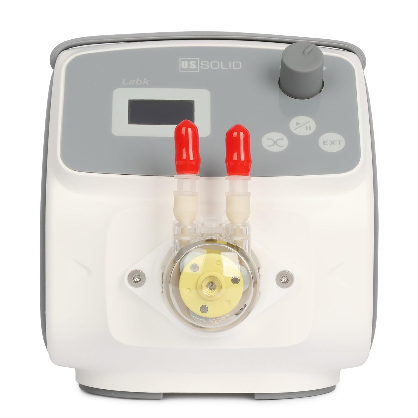 U.S. Solid Lab Peristaltic Pump, Compact Single Channel Dosing Pump with OLED Display, Adjustable Speed 0.1–150 RPM, Flow Rate 0.004–63.96 mL/min, Reversible, External Control for Laboratory Use