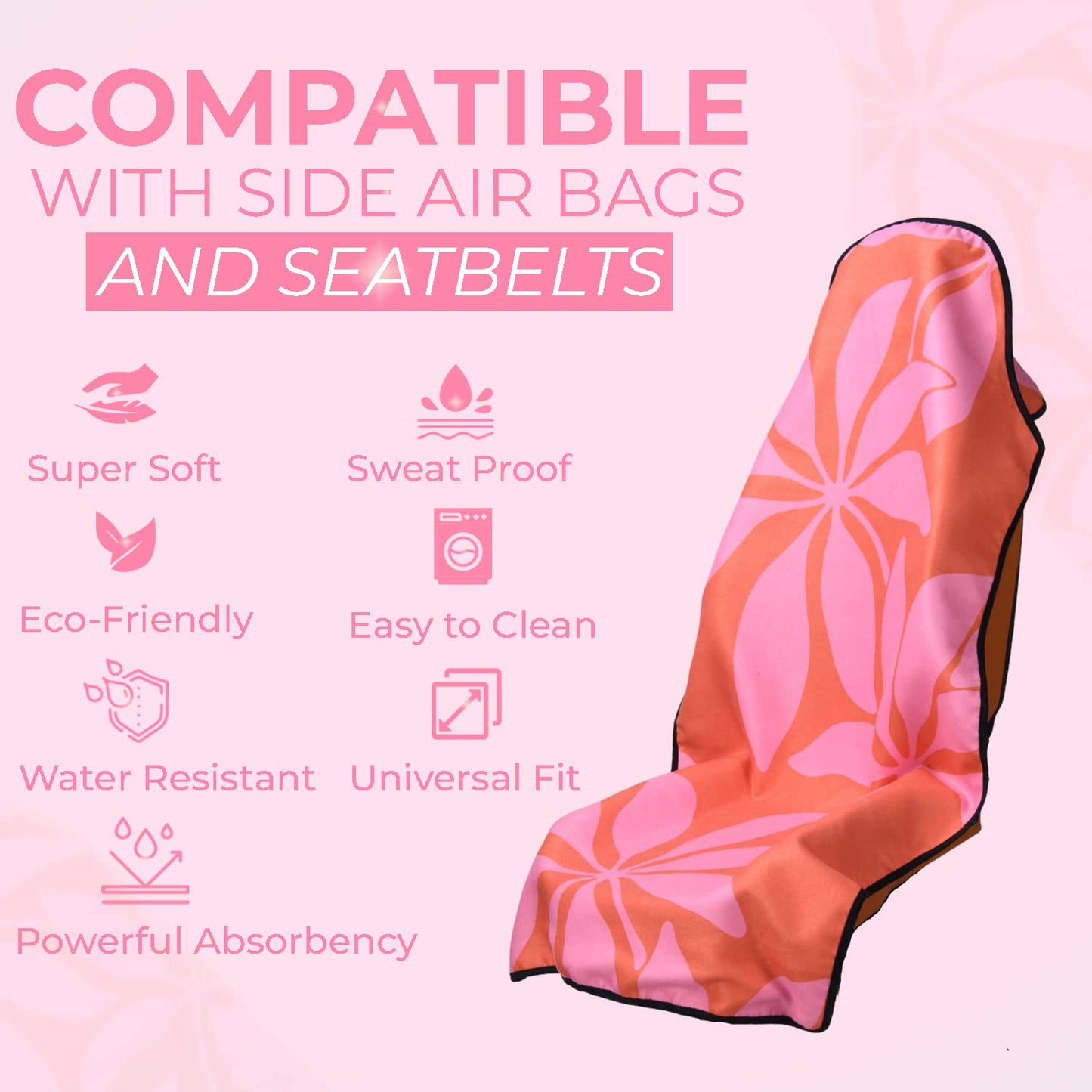 Holoholo Life Booty Barrier 4.0 Waterproof Car Seat Cover for Sweat – Post-Workout Seat Protector for Runners, Gym, Beach & Sports – Washable, Eco-Friendly (Recycled Fabric)