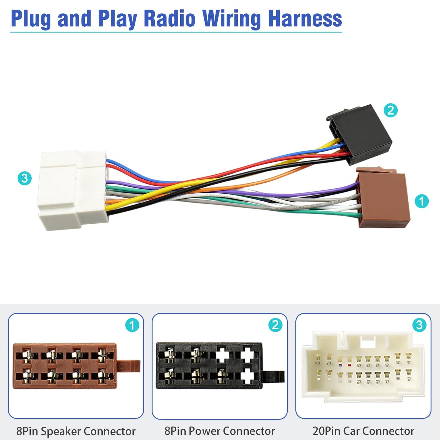 20Pin Aftermarket Radio Wiring Harness Adapter Compatible with Honda Suzuki Acura ISO Car Stereo Wire Harness Cable