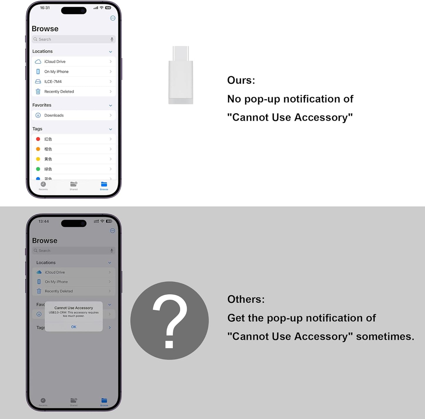 TIANSONG 4 1 SD Card Reader for iPhone, in USB C and Lightning to CF/SD/MS/TF Card Adapter Memory Card Reader