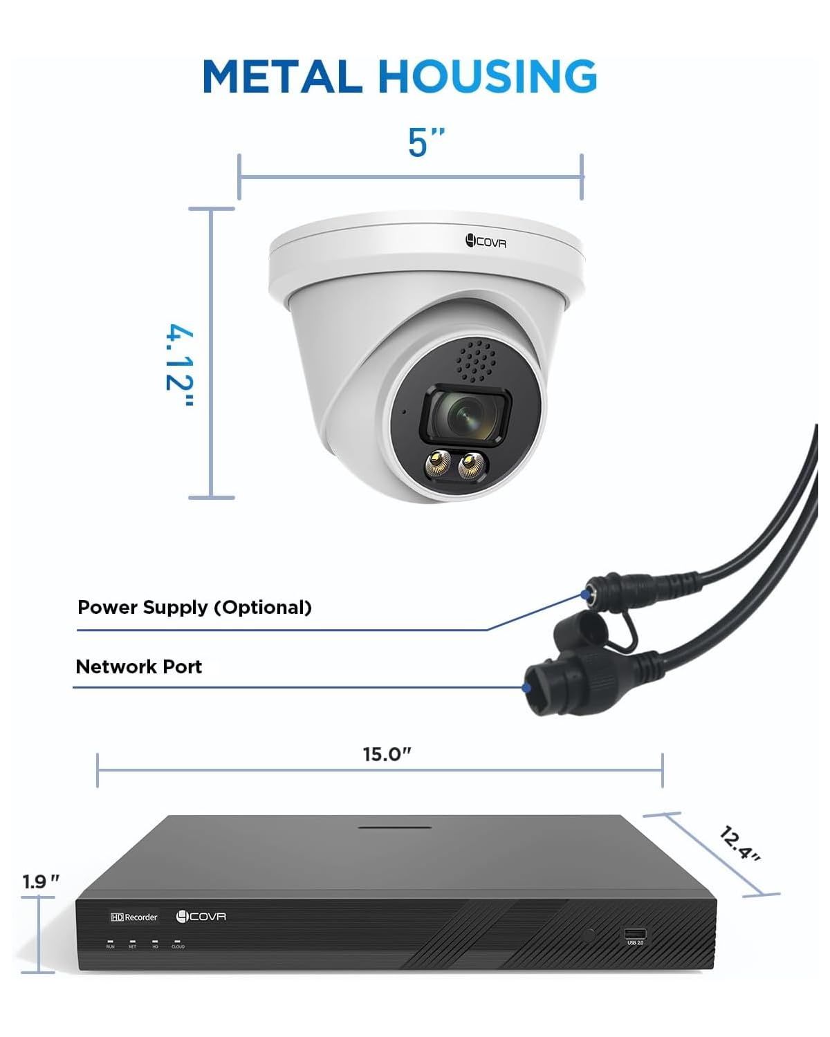 4COVR 16 Channel NVR 4TB HDD Camera Security System 2-Way Talk & Dual Lights Smart Full Color Night Vision, AI Human Vehicle Detection, 16x 5MP IP67 PoE IP Dome Camera for Business, LY97KA5M1616