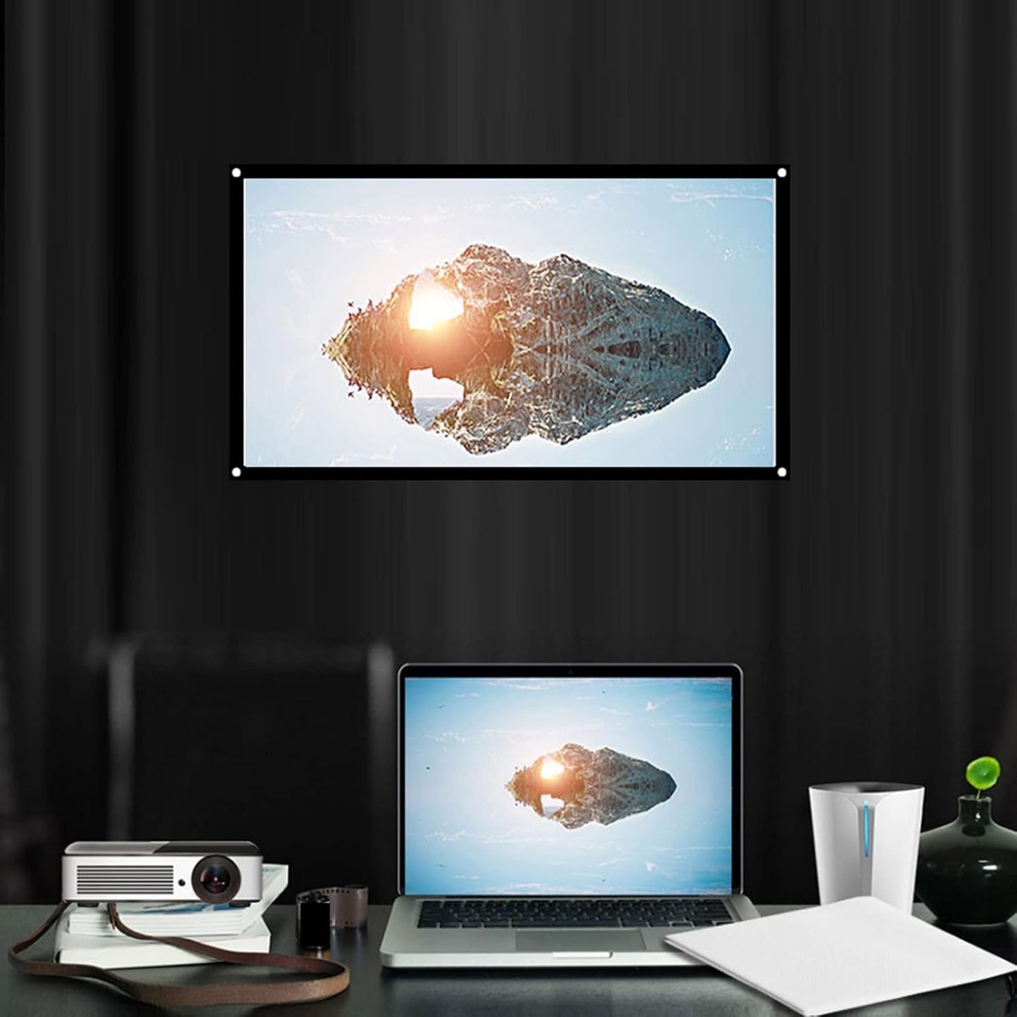 Tbest 72 Inches 16:9 Screen(72 inches) Camping Projector Screen for Tent,Projector Screen Thicken Portable Non Crease