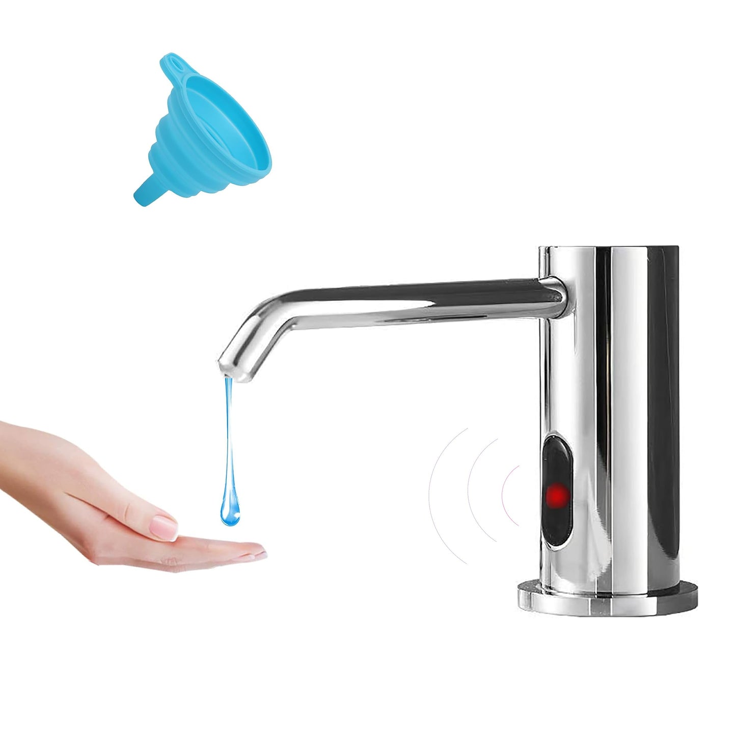 Touchless Automatic Soap Dispenser for Kitchen Bathroom Sink Built in Liquid Commercial Electric Soap Dispenser with Bottle and Pump Chrome Platingd